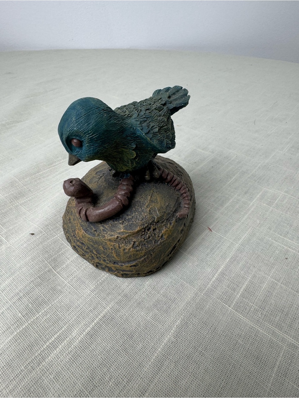 Vintage Speckled Stone Bird Figurine: Primitive Farmhouse Decor From 1998